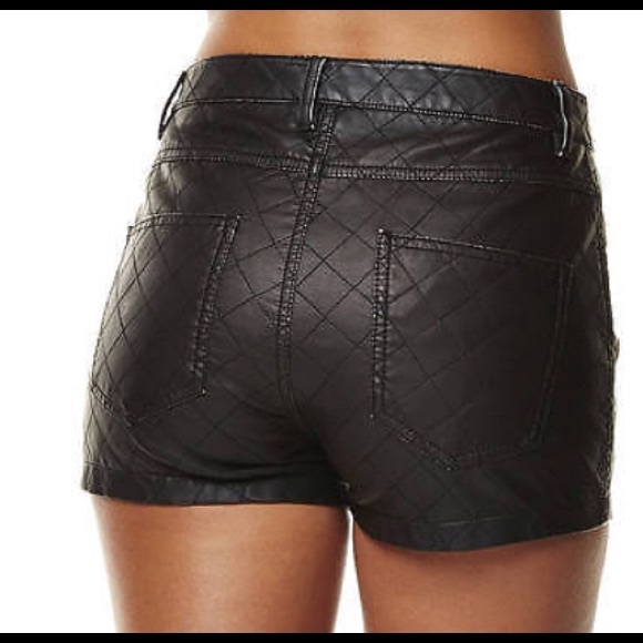 High rise faux leather black zip up shorts - Picture 7 of 7